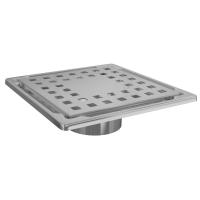 Трап квадратный душевой Bejert H-1 B715H110-11050-4 10х10 см с рамкой из нержавеющей стали, с вертикальным выходом D50 мм, решетка хром