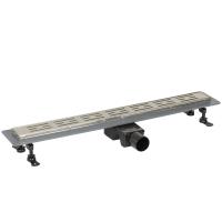 Трап линейный (душевой лоток) Bejert C-1 B716C160-11050-3 600 мм с рамкой из нержавеющей стали, с горизонтальным выходом D50 мм, с решеткой хром